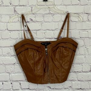 Haute Monde Brown Sleeveless Bustier Crop Top